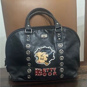 Betty Boop Black Handbag  Black Handbag | Studded Bowler Purse | Y2K Style